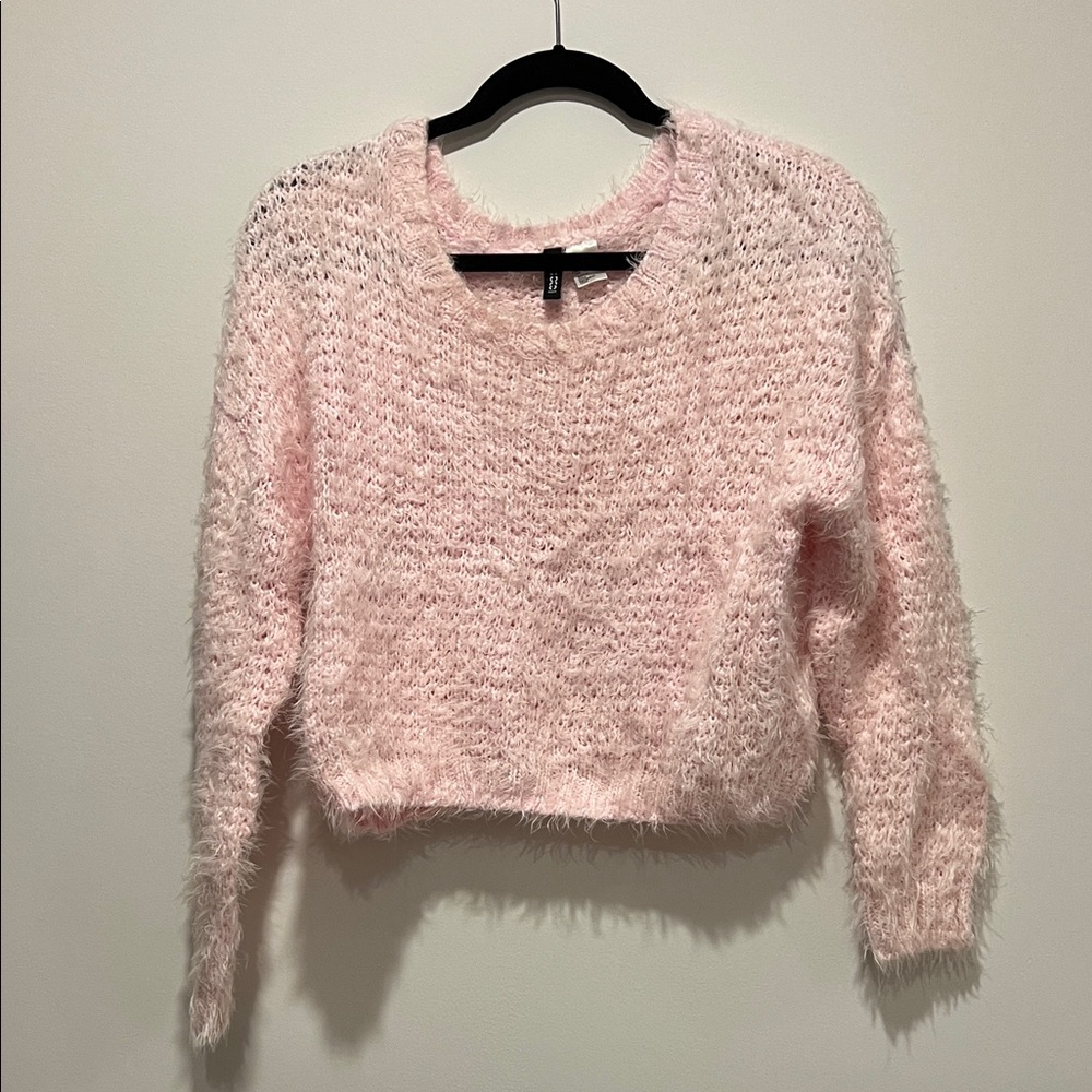 Divided Fuzzy Pink Sweater